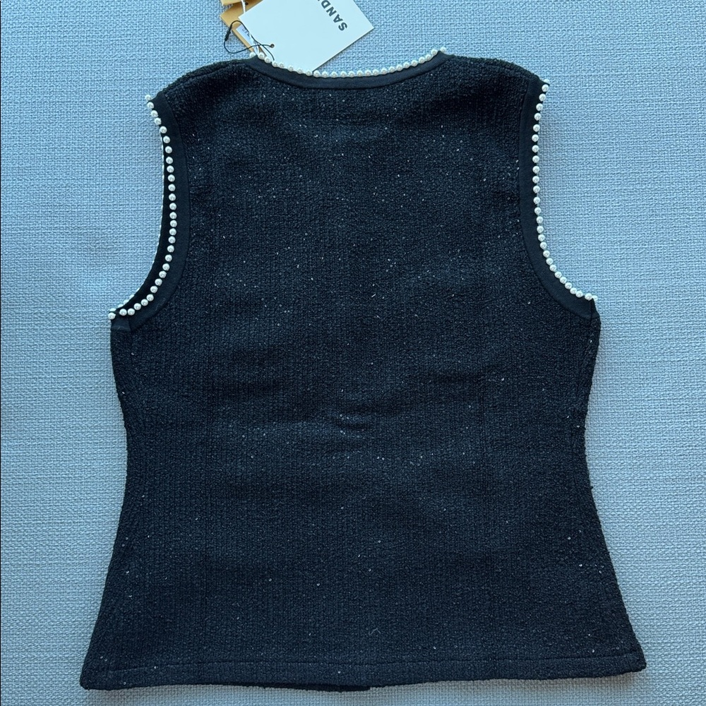 Sandro embellished tweed vest top sz M - Picture 2 of 7